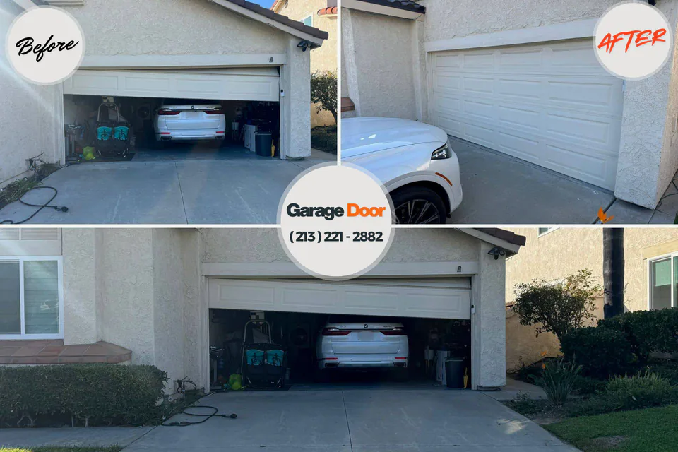 Before and after: garage door repair San Marino, CA